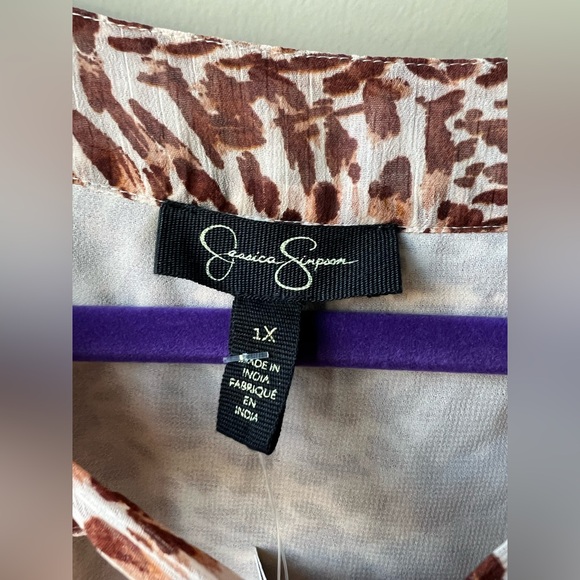 Jessica Simpson - NWT - 1X - Leopard Print Long Sleeve Dress - Lined -Sandshell - Picture 5 of 11